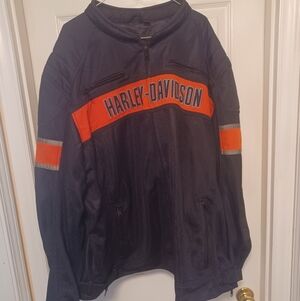 Harley-Davidson Men's Black Jacket with Orange Accents